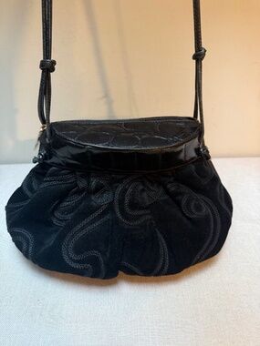 Vintage Black Suede and Leather Bag Purse Braccialini Italian Luxury 1980s/90s